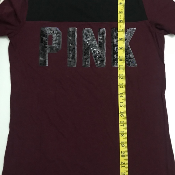 Pink Victoria’s Secrets Women’s Tee/Top Size XS Red Wine /Black Color - Picture 6 of 13
